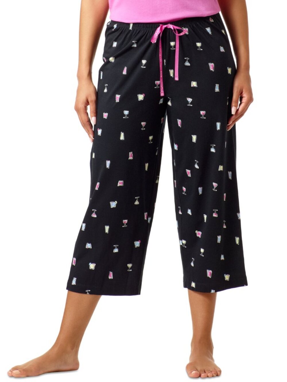 #2350 Hue Sleepwell Printed Knit Capri Pajama Pant Made with Temperature Regulat